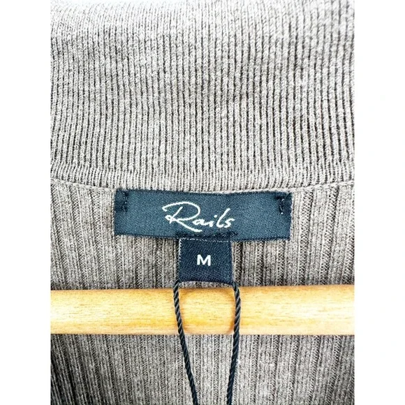 Rails Luciana Latte Brown Ribbed Knit Long Sleeve Collared Midi Dress Size M NWT - Picture 7 of 7